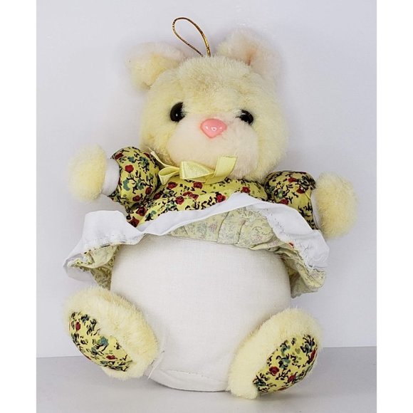 Vintage Cloud 9 Easter Bunny Rabbit Plush Stuffed Animal Yellow Floral Dress - Picture 1 of 3